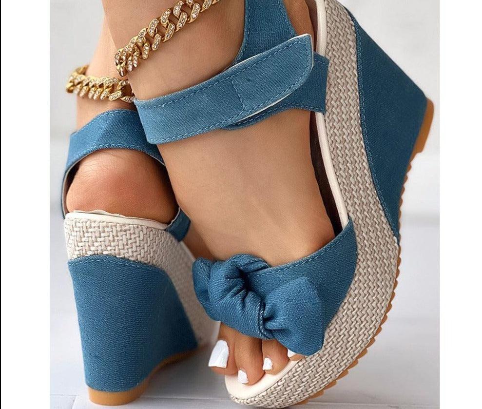 Bowtie Wedge Sandal Shoes - Wedge Shoes - LeStyleParfait