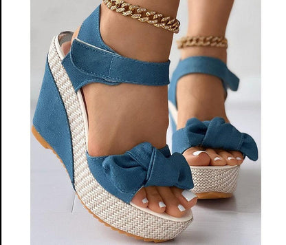 Bowtie Wedge Sandal Shoes - Wedge Shoes - LeStyleParfait