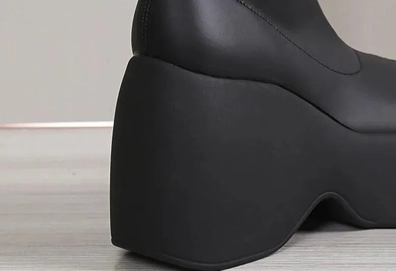 Brown Chunky Platform Boots - Wedge Shoes - LeStyleParfait