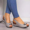Buckle Peep Toe Wedge Sandals - Wedge Shoes - LeStyleParfait