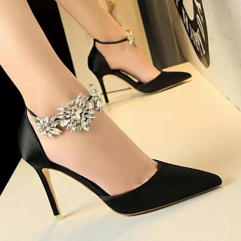 Buckle-Strap Silk Pumps Shoes - Pumps Shoes - LeStyleParfait