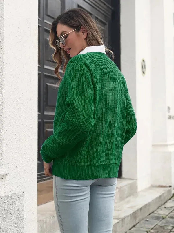 Button Loose Knit Cardigan Sweater - Cardigan Sweater - LeStyleParfait