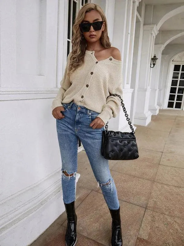 Buttoned Knit Women Cardigan Sweater - Cardigan Sweater - LeStyleParfait