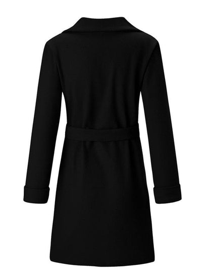 Casual Belted Women Wrap Coat - Woolen Wrap Coat - LeStyleParfait