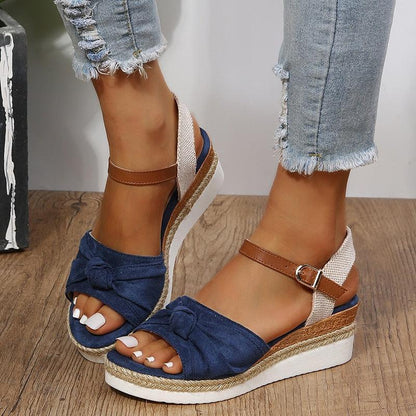 Casual Knot Wedges Sandals - Wedge Shoes - LeStyleParfait