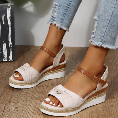 Casual Knot Wedges Sandals - Wedge Shoes - LeStyleParfait