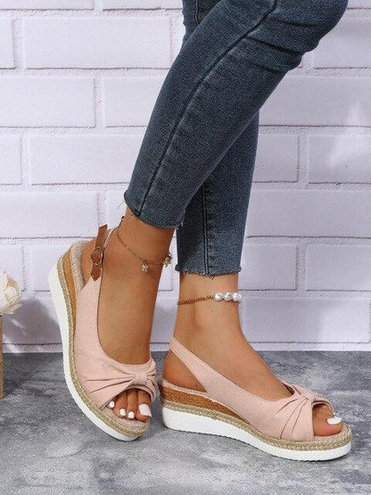 Casual Knot Wedges Sandals - Wedge Shoes - LeStyleParfait