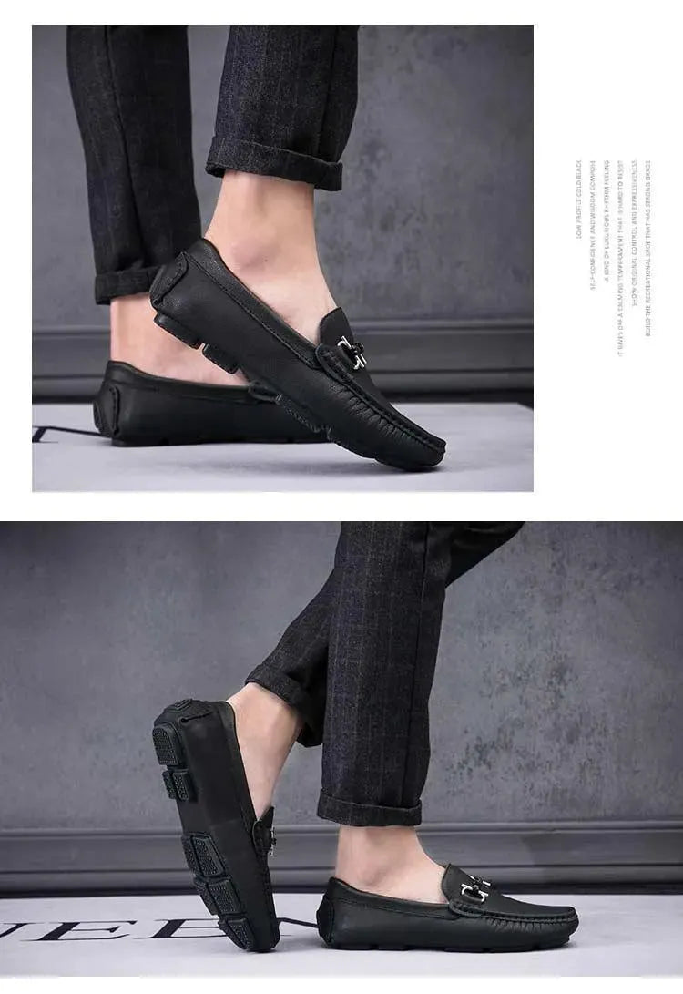 Casual Leather Driving Shoes For Men - Loafer Shoes - LeStyleParfait