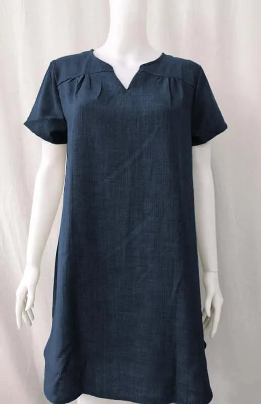 Casual Linen Short Sleeve Dress-LeStyleParfait