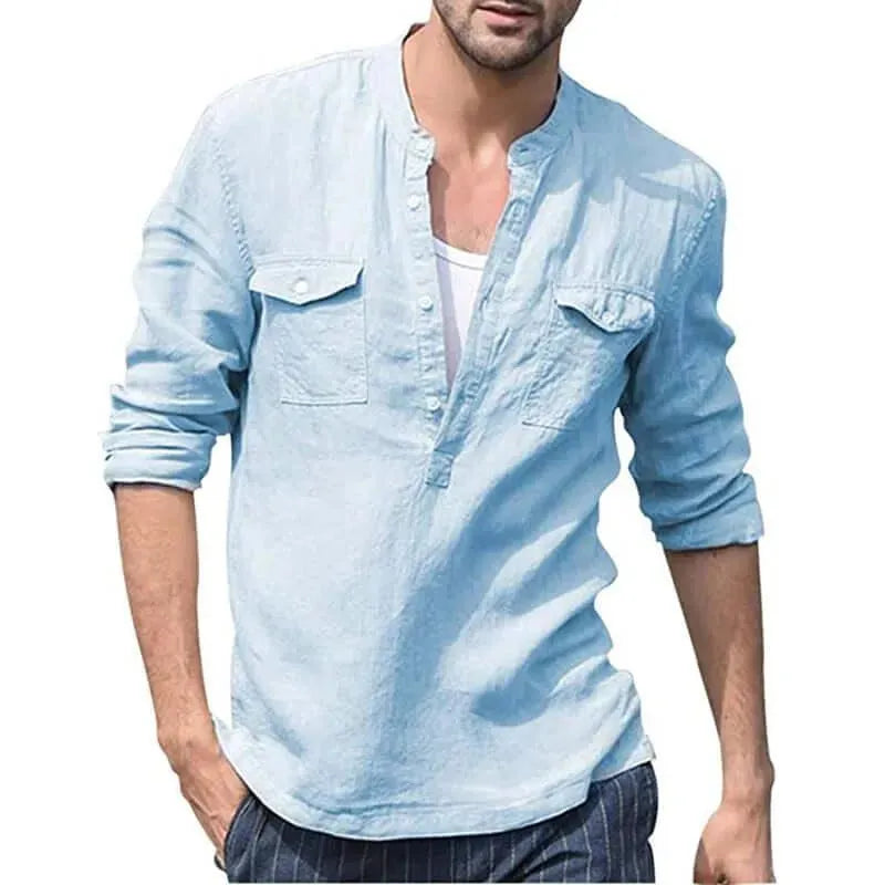 LeStyleParfait Men Shirts Classy Plain-Solid Cotton-Linen Shirt