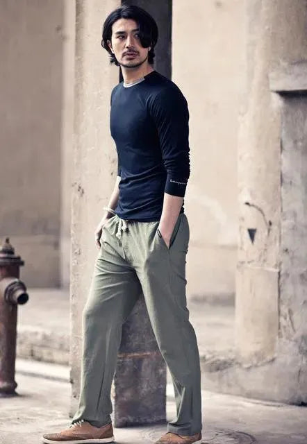 Casual Loose Linen Trousers For Men - Linen Pants - LeStyleParfait