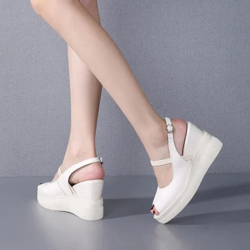 Casual Open Wedge Sandals - Wedge Shoes - LeStyleParfait