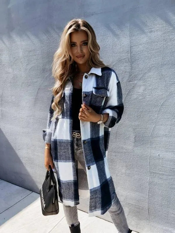 Casual Plaid Loose Women's Shirt Jacket-Shacket-LeStyleParfait