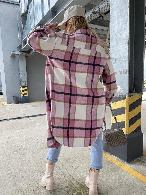 Casual Plaid Loose Women's Shirt Jacket-Shacket-LeStyleParfait