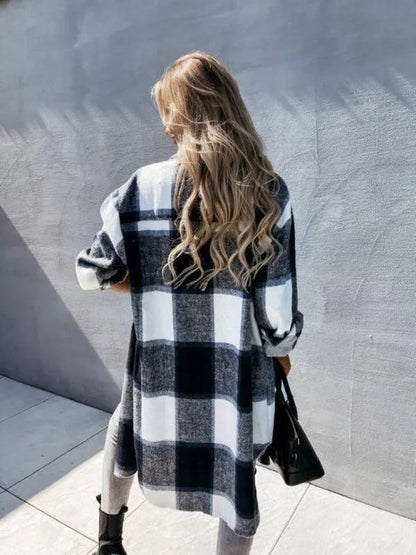 Casual Plaid Loose Women's Shirt Jacket-Shacket-LeStyleParfait