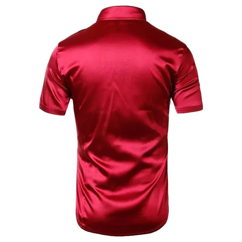Casual Short Sleeve Silk Shirt For Men - Short Sleeve Shirt - LeStyleParfait