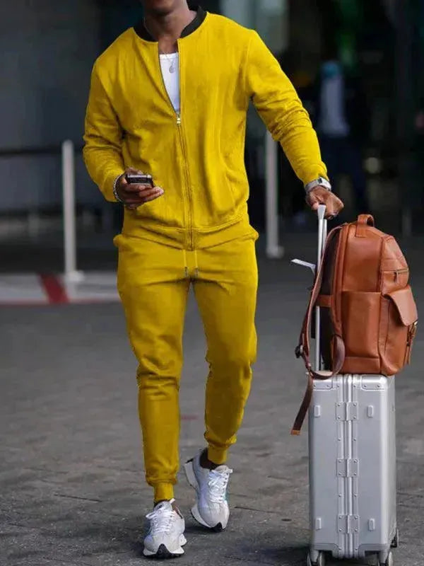 Men's Clothing Set Casual Zipper Plain-Solid Outfit Set - LeStyleParfait