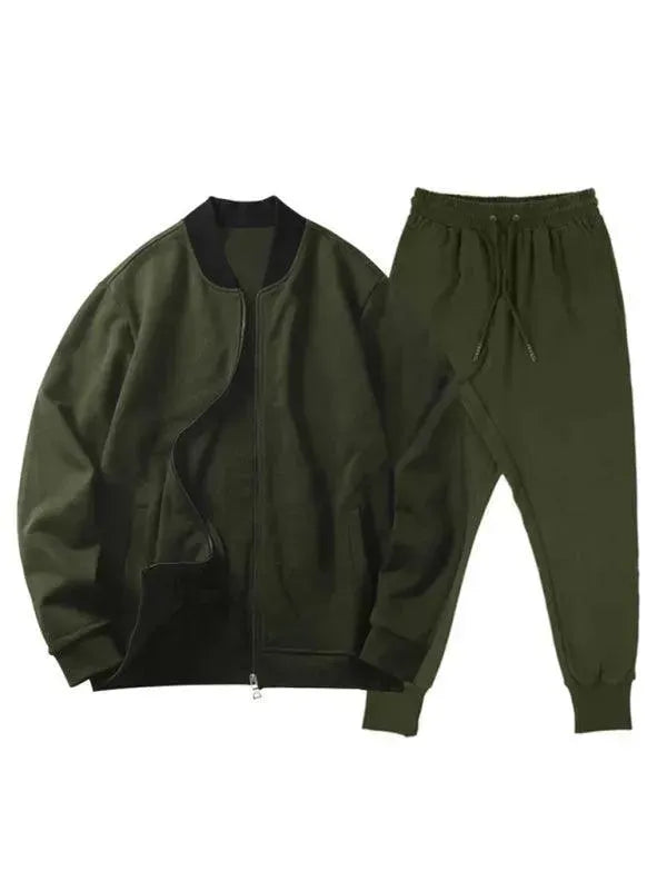 Men's Clothing Set Casual Zipper Plain-Solid Outfit Set - LeStyleParfait