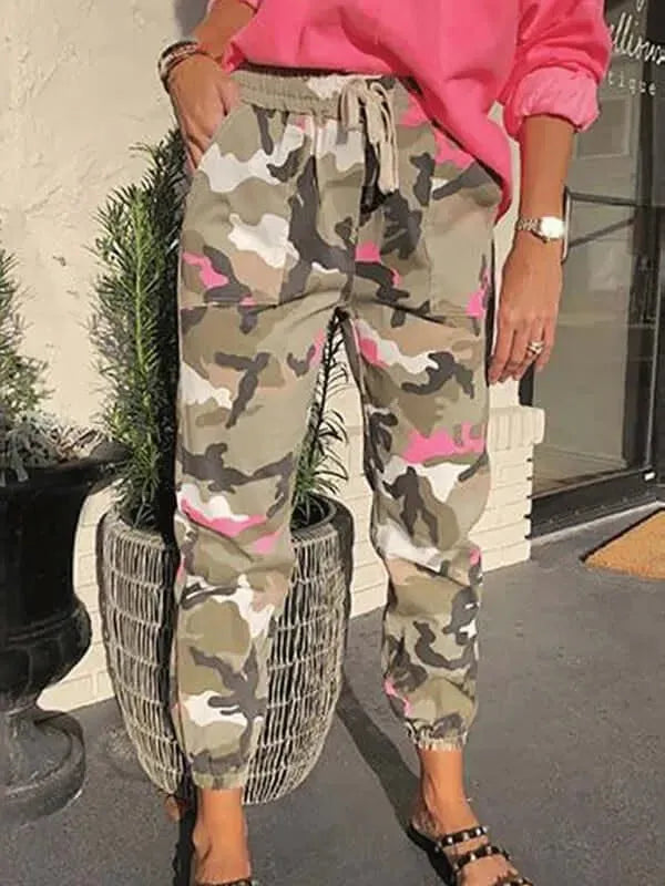 Casual Mid Waist Camouflage Women Pants - Women Pants - LeStyleParfait