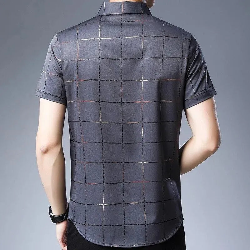 Casual Summer Plaid Shirt For Men - Short Sleeve Shirt - LeStyleParfait