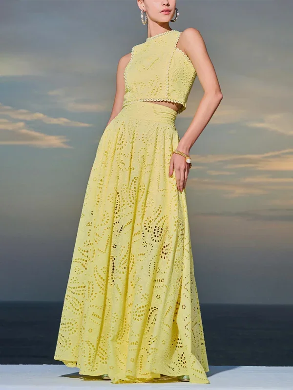 Casual Textured Sleeveless Maxi Dress
