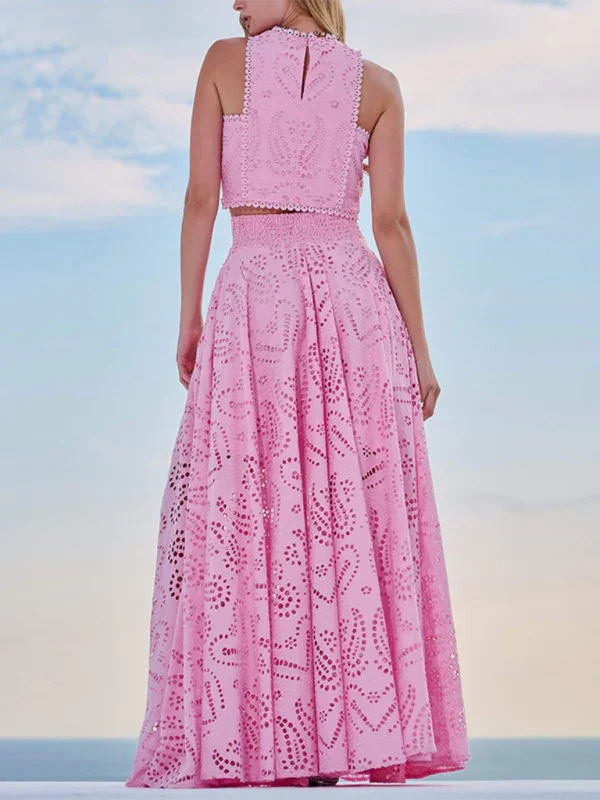 Casual Textured Sleeveless Maxi Dress fashion image