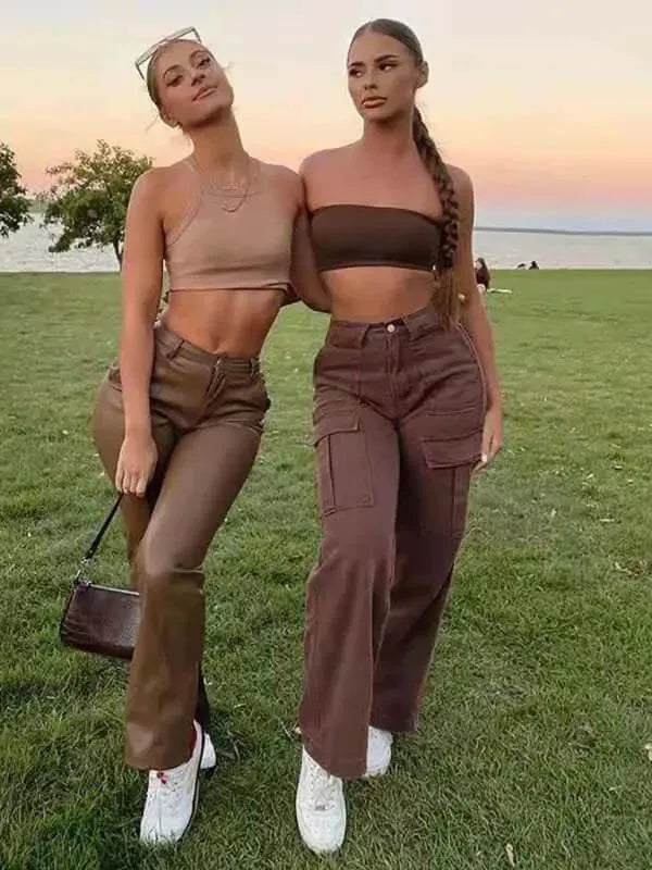 Casual Wide Leg Women Cargo Pants - Women Pants - LeStyleParfait