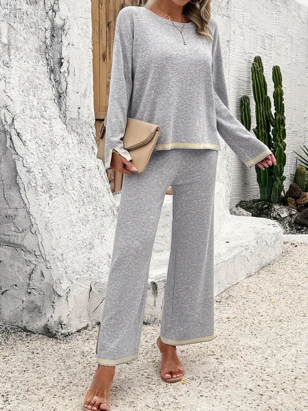 Casual Women Knit Relaxed Two-Piece Set - Casual Knit Two-Piece Set - LeStyleParfait