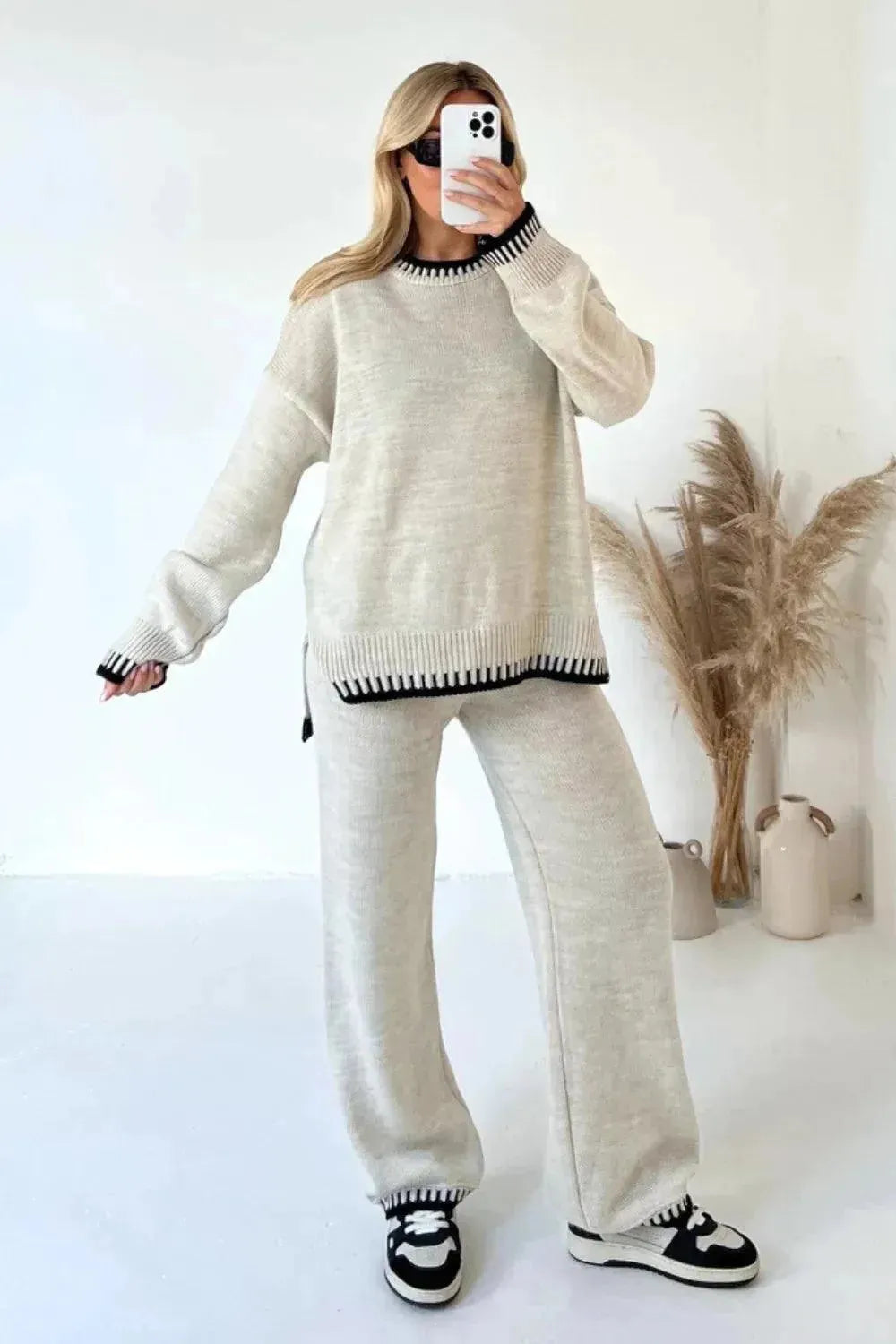Casual Women Wool Lounge Two-Piece Set - Lounge Two-Piece Set - LeStyleParfait