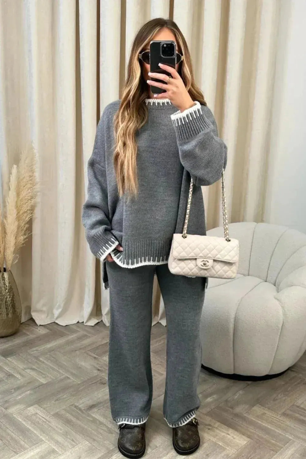 Casual Women Wool Lounge Two-Piece Set - Lounge Two-Piece Set - LeStyleParfait