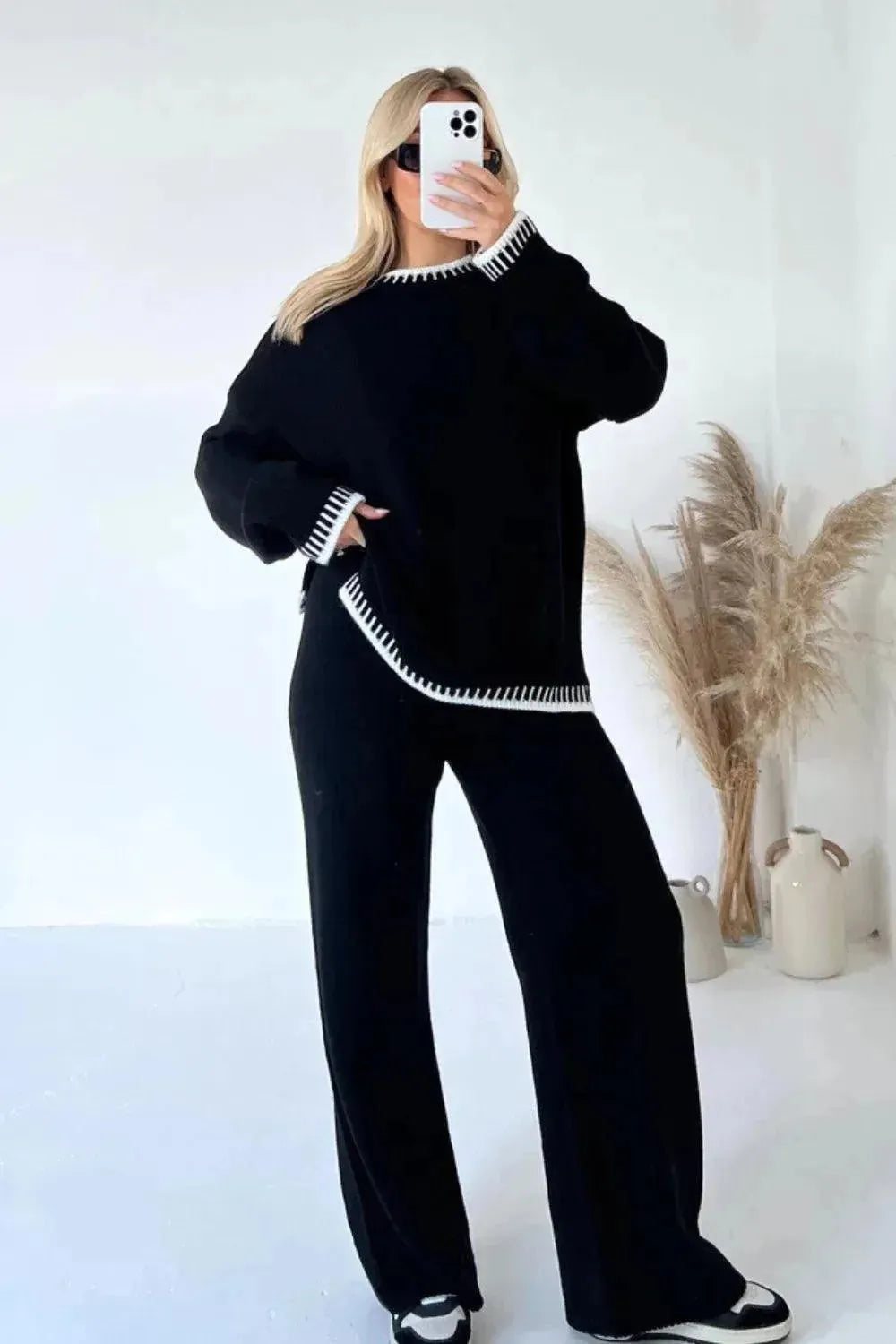Casual Women Wool Lounge Two-Piece Set - Lounge Two-Piece Set - LeStyleParfait