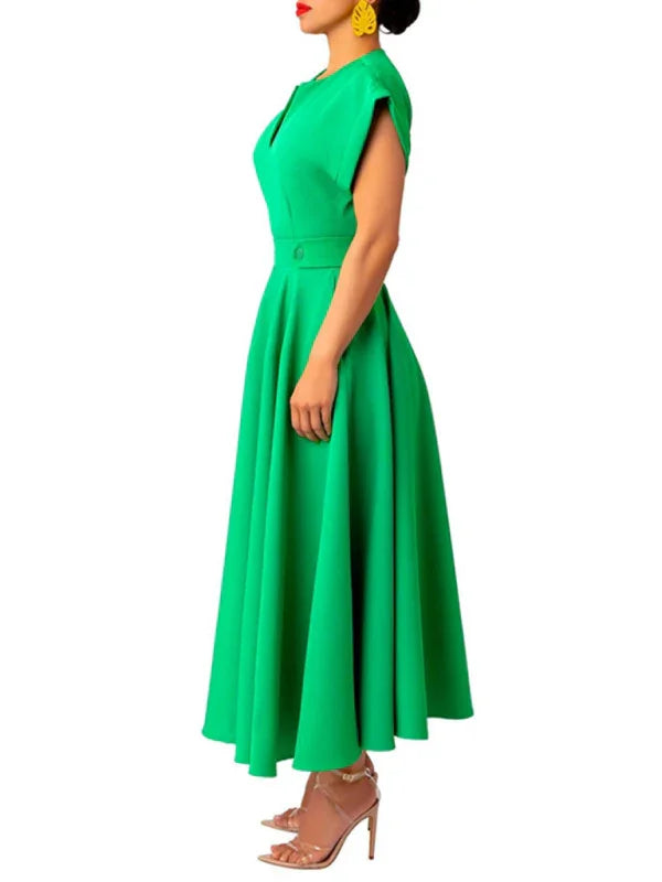 A-line,A-line dress,casual,casual dress,cotton,ladies Wrinkle resistant,midi,midi hemline dress,pockets,polyester dress,Quick drying midi dress,regular,regular fit dress,sleeveless,sleeveless dress,slip-on,slip-on dress,solid,solid dress,straight,summer,summer dress,V-neck,V-neck dress-LeStyleParfait