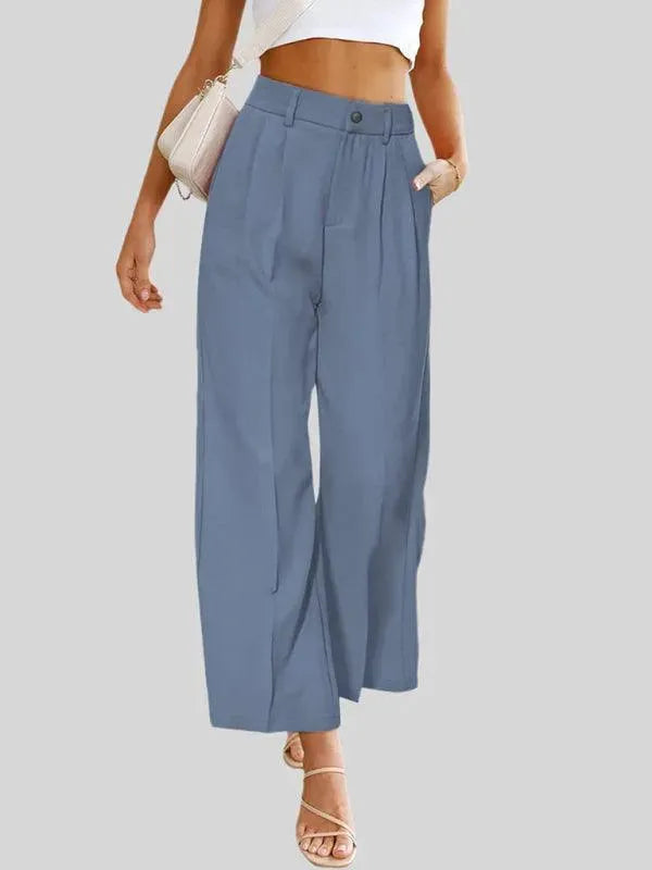 LeStyleParfait Women Pants Plain-Solid Women's Buttons Polyester-Women Pants