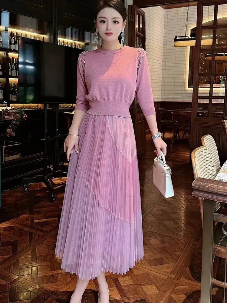 Chic Casual Women Knit Two-Piece Skirt Set - Knit Skirt Set - LeStyleParfait