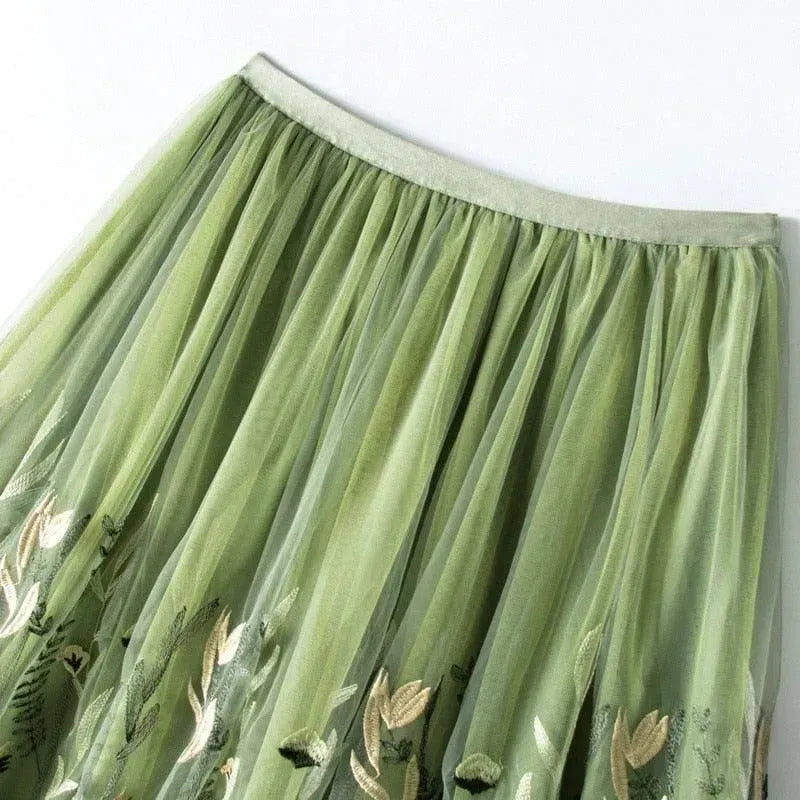 Chic Green Floral Two-Piece Skirt Set - Floral Skirt Set - LeStyleParfait