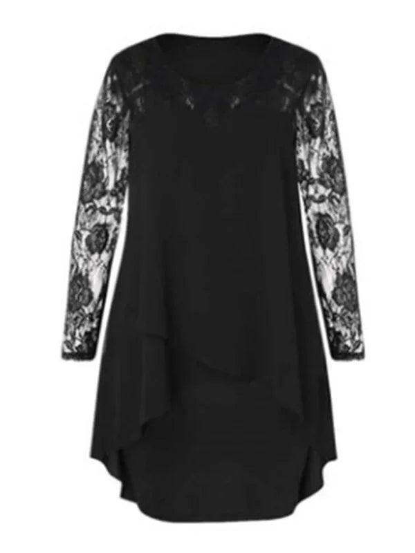 Chic Lace Chiffon Knee Dress