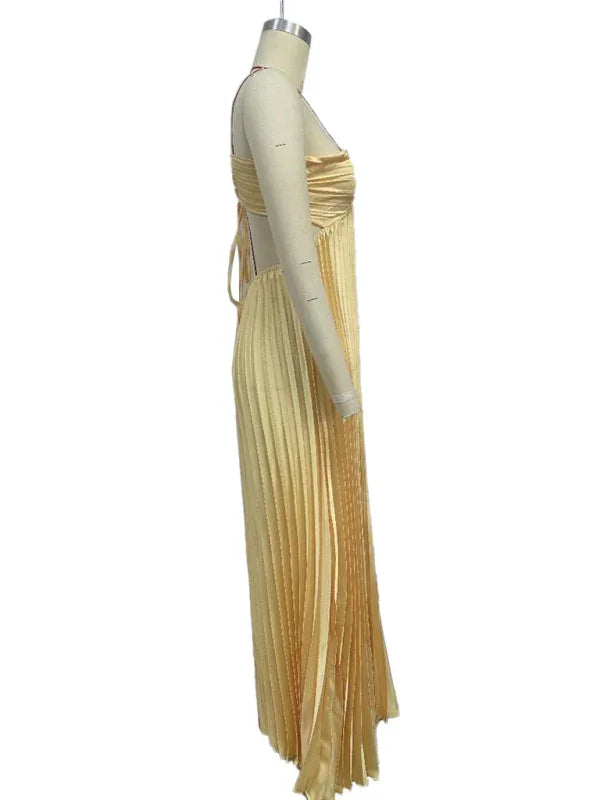 Chic Sweetheart Pleated Maxi Dress