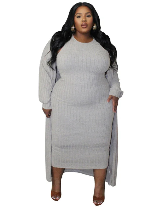 Chic Textured Knit Midi Dress