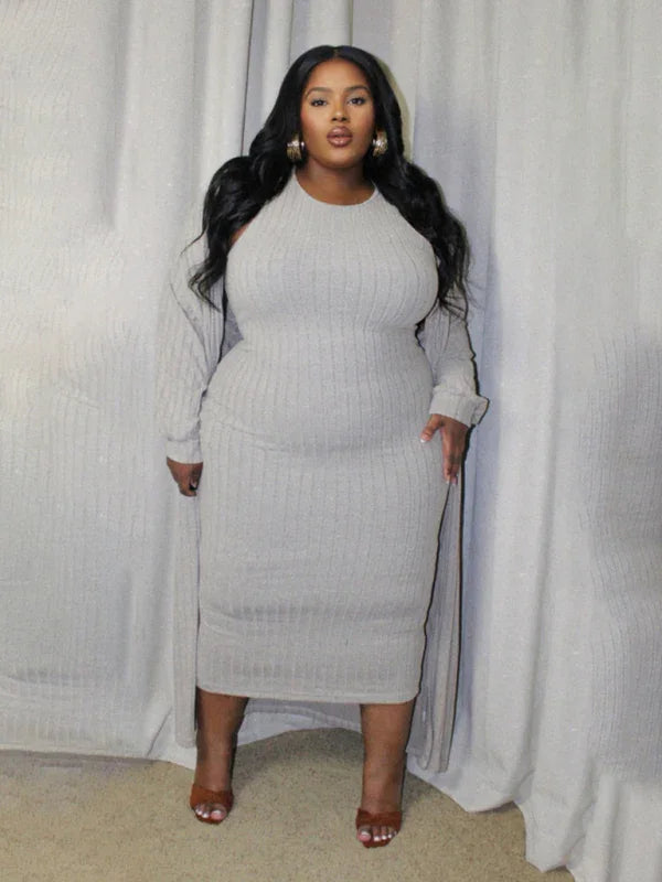 Chic Textured Knit Midi Dress