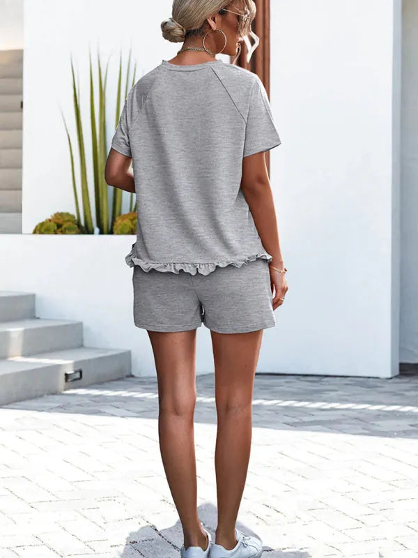 Chic Women Casual Knit Two-Piece Shorts Set - Knit Shorts Set - LeStyleParfait