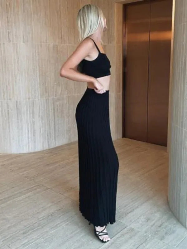 Chic Women Casual Ribbed Two-Piece Set - Casual Ribbed Two-Piece Set - LeStyleParfait