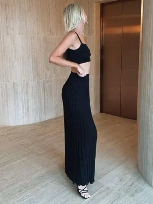 Chic Women Casual Ribbed Two-Piece Set - Casual Ribbed Two-Piece Set - LeStyleParfait