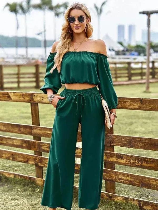 Chic Women Casual Satin Two-Piece Pant Set - Casual Pant Set - LeStyleParfait