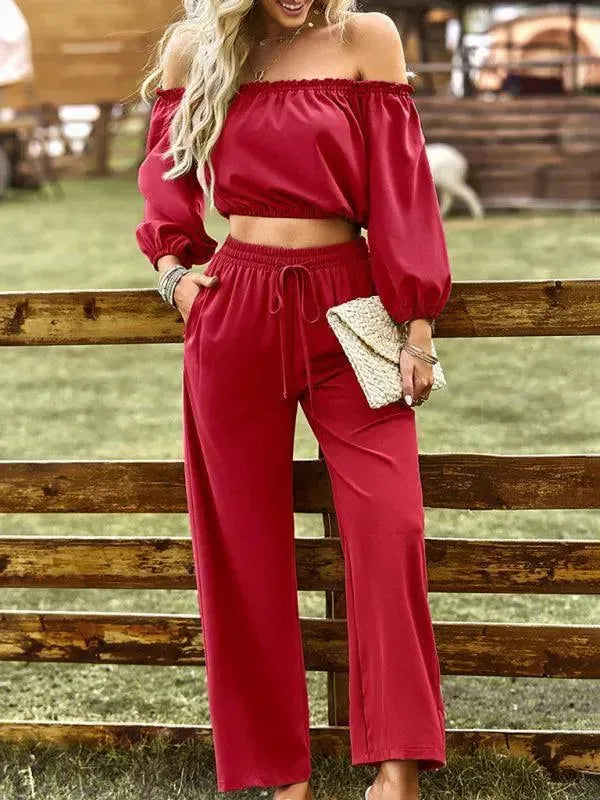 Chic Women Casual Satin Two-Piece Pant Set - Casual Pant Set - LeStyleParfait