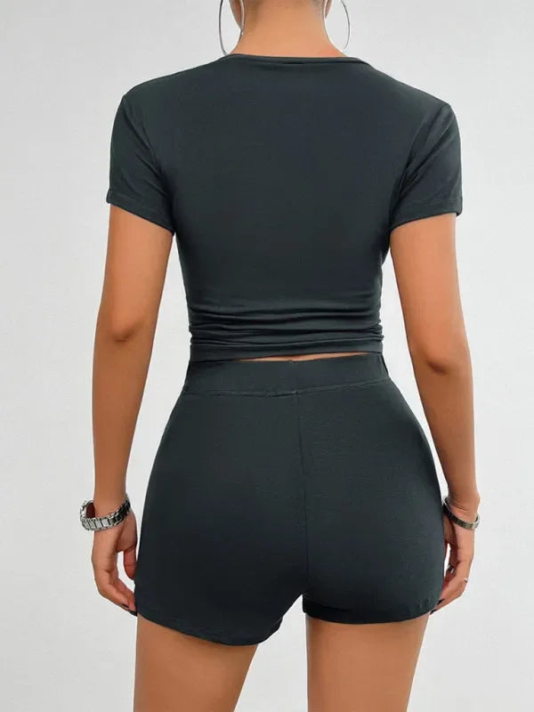 Chic Women Casual Slim Jersey Shorts Set - Casual Shorts Set - LeStyleParfait