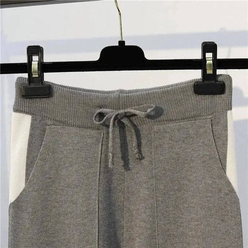 Chic Women Casual Striped Two-Piece Sweater Set - Striped Sweater Set - LeStyleParfait