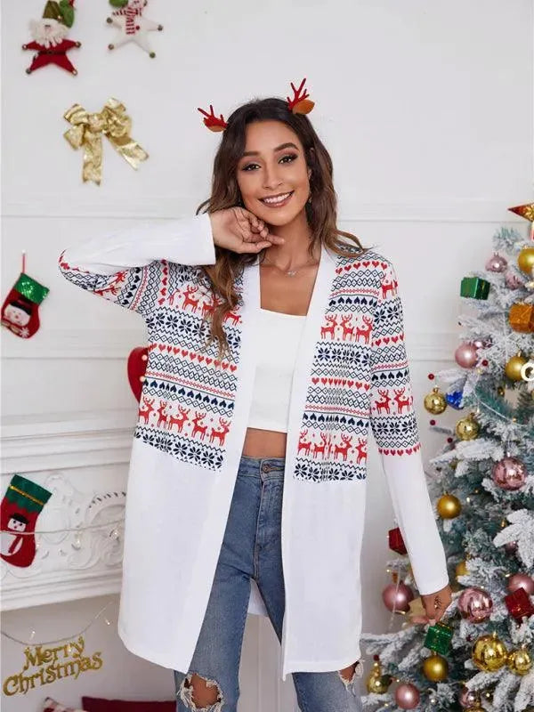 Christmas Print Casual Women Cardigan Sweater - Cardigan Sweater - LeStyleParfait