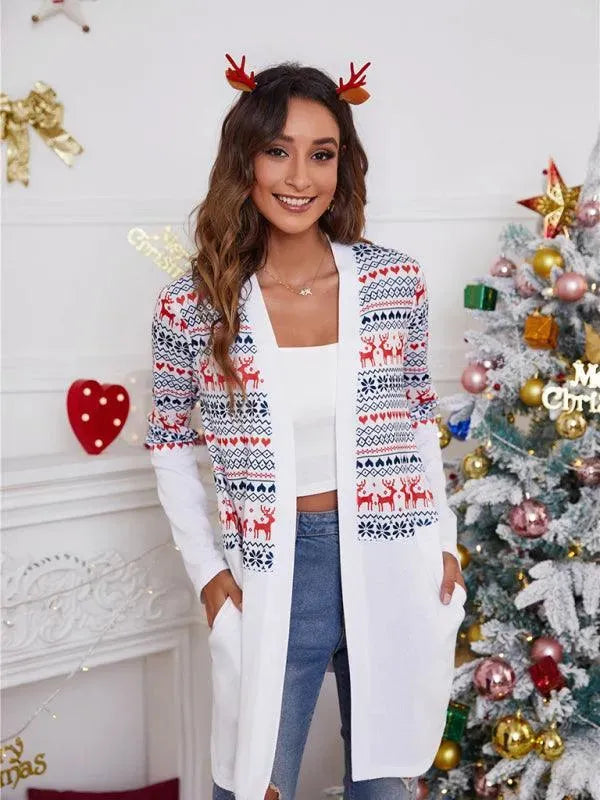 Christmas Print Casual Women Cardigan Sweater - Cardigan Sweater - LeStyleParfait