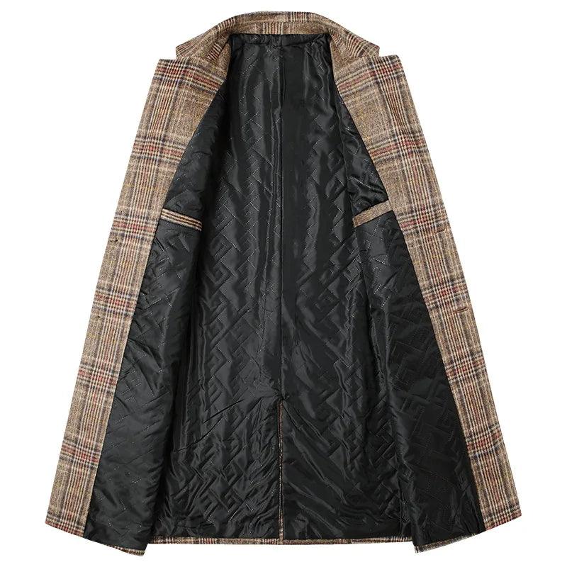 Classic Plaid Men Overcoat - Plaid Overcoat - LeStyleParfait