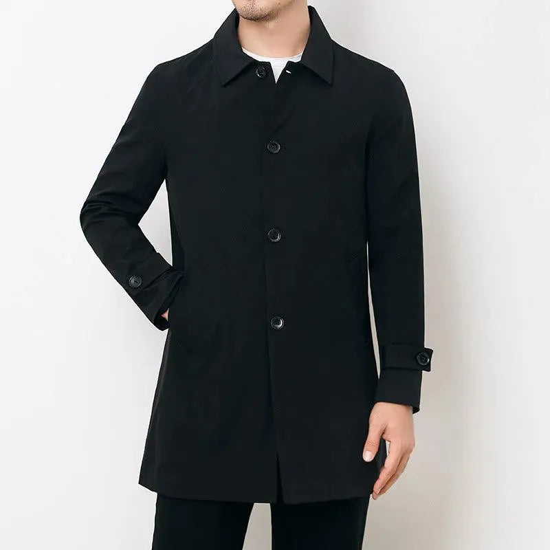 Classic Single-Breasted Men Trench Coat - Trench Coat - LeStyleParfait